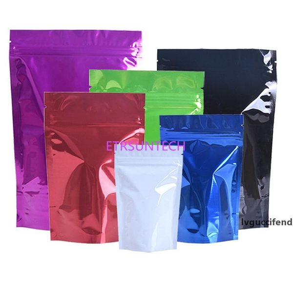 

5 size 6 colors aluminum foil stand up pouches bag food tea coffee storage mylar bag with zipper lx0654