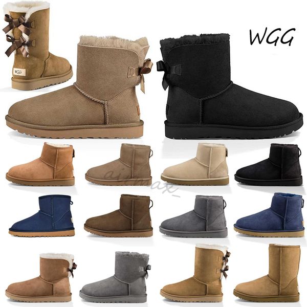 

australia women girl classic snow boots ankle short bow fur boot for winter black chestnut women fashion outdoor shoes size 36-41