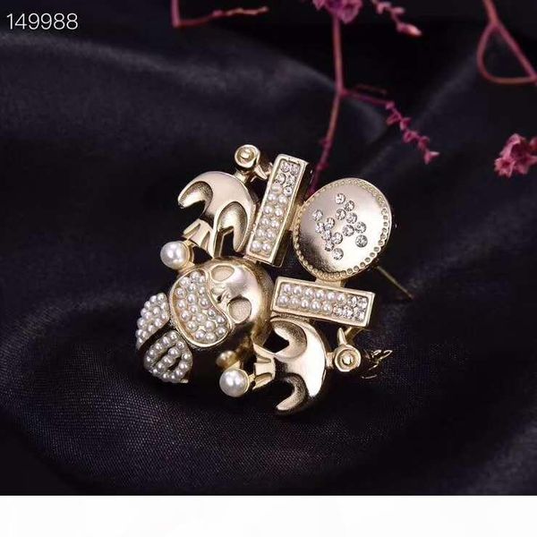 

r europe and america 2020 new style brooch luxury custom brass material high -grade joker small pearl brooch, Slivery;golden