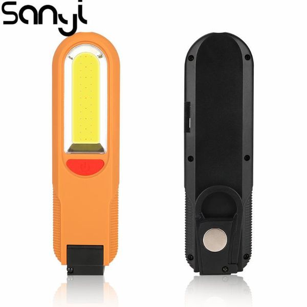 

led+cob work light built-in usb charging battery emergency light 90Â° bendable with magnet&hook torch foldable lantern