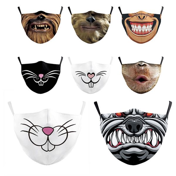 

3d животных цифровой маски печать творческого выражения маски защитные пылезащитный для взрослых мужчин и женщин дизайнерские маски fast shi