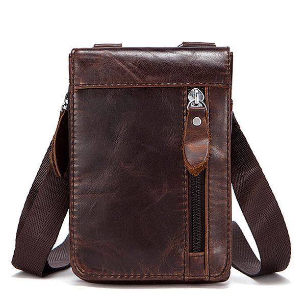 

summer 2020 leather solid men's small bag, layer leather, retro men's waist bag, single shoulder men's messenger bag, leisure