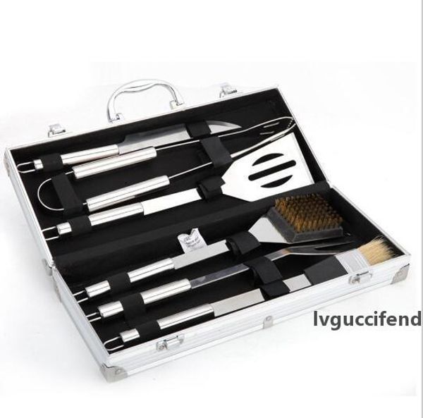 

factory direct 6 sets of stainless steel baking utensils bbq tool set bbq outdoor barbecue utensils aluminum box