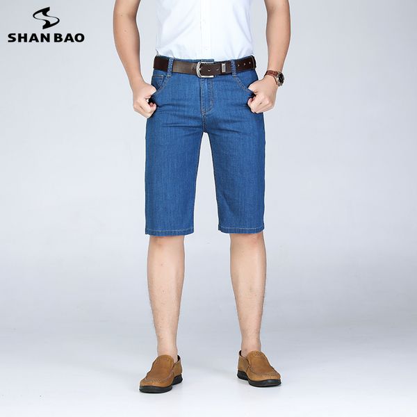 

men's thin comfortable denim shorts 2020 summer new brand clothing business casual cotton stretch straight jeans shorts 42 44 46, Blue