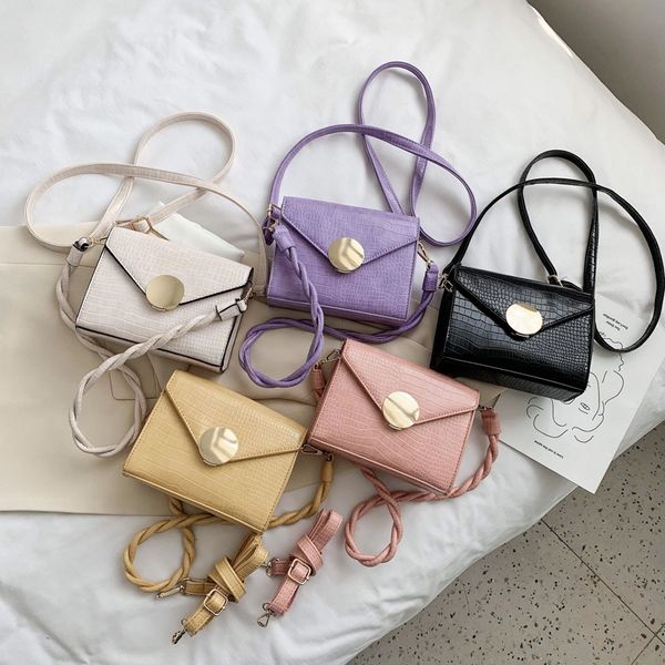 

mini stone pattern solid color pu leather flap bags female crossbody bags for women 2020 summer sweet shoulder handbags