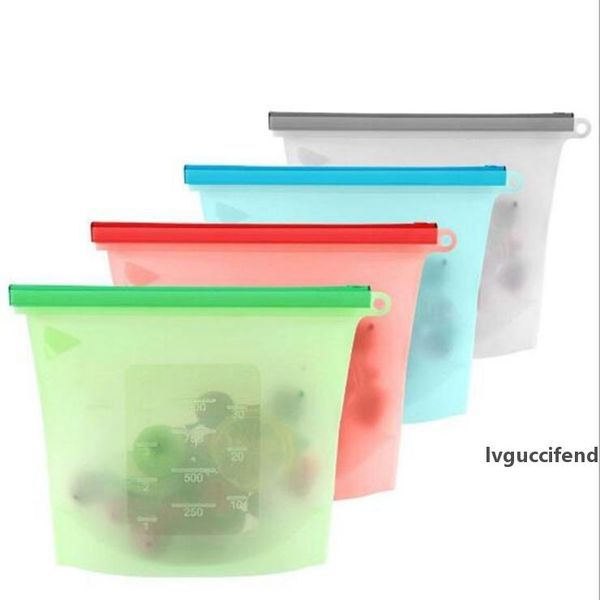 

silicone food fresh bags reusable wraps fridge food storage containers refrigerator bag kitchen colored ziplock bags 4 colors lxl100a