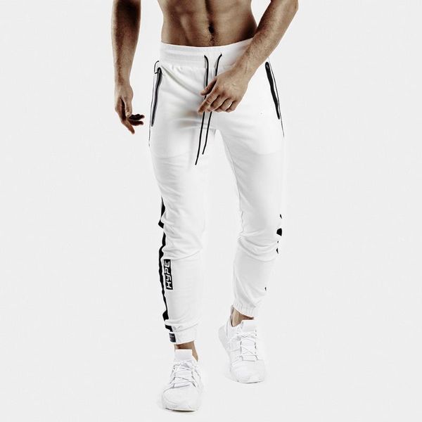 

men sweatpants ankle fashion casual sweat pants men jogger sports streetwear, Black