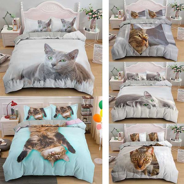 

bedding sets 3d cat set cute animal pattern duvet cover for kids 2/3pcs bed single/double/twin/full//king size