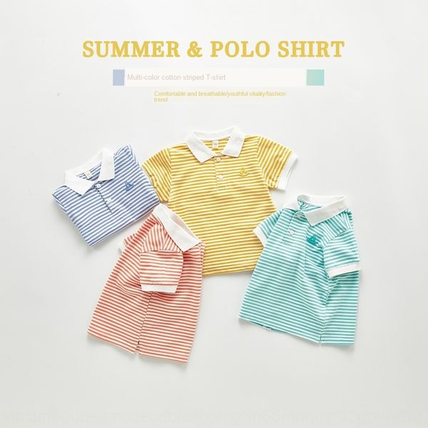 

boysshort рукава 2020 летних новый корейские и корейского t- детской clothingclothing детского хлопка полосатых футболок рубашки поло, Blue