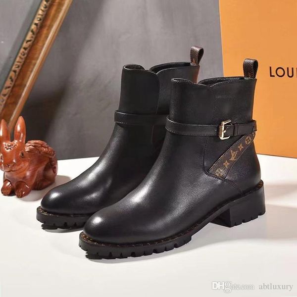 

womens shoes luxury ankle boots with box discovery ankle boot chaussures de femme fashion martin motorcycle boot lady shoes, Black