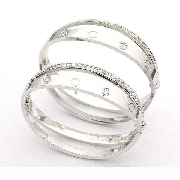 

s classic love bracelets titanium steel full drill bangles for women men screw screwdriver bangles couple jewelry with bag, Black