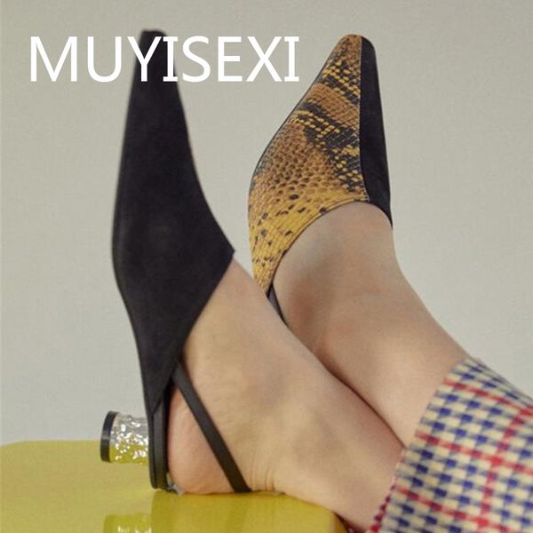 

pumps slingbacks 3cm unique low round heels square toe mules buckle strap european fashion elegant design pumps hl225 muyisexi, Black