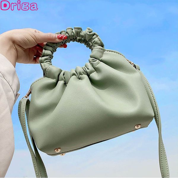 

2020 spring france new women bags fashion pleated totes bags soft pu leather shoulder messenger ladies ring handle handbags