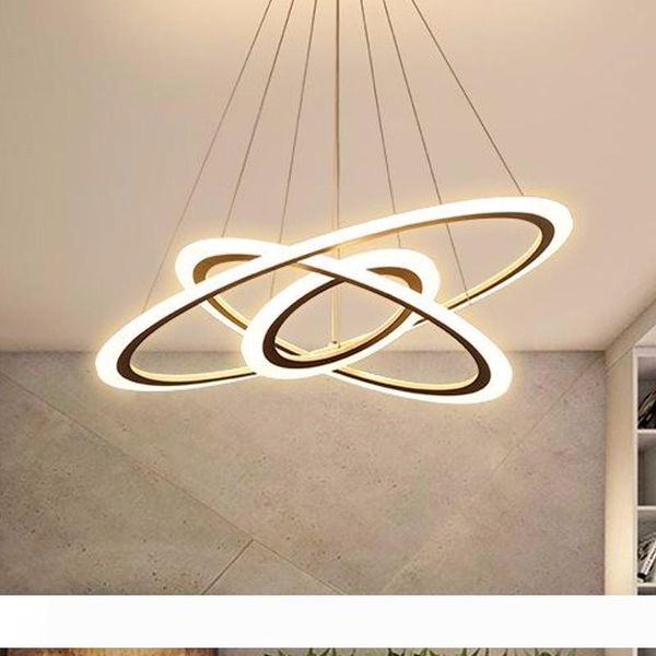 

Modern LED Chandeliers Light For Dining Living Room Rings Luxury Lustre Hours White Black Suspension Lamp