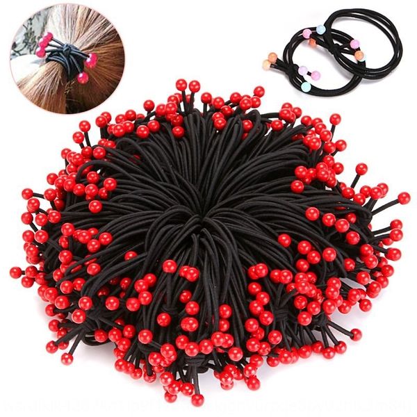 

be2xq 1-100 practical clothes korean style red beads rope hair rubber children's hair band headwear rubber band women's leather ja