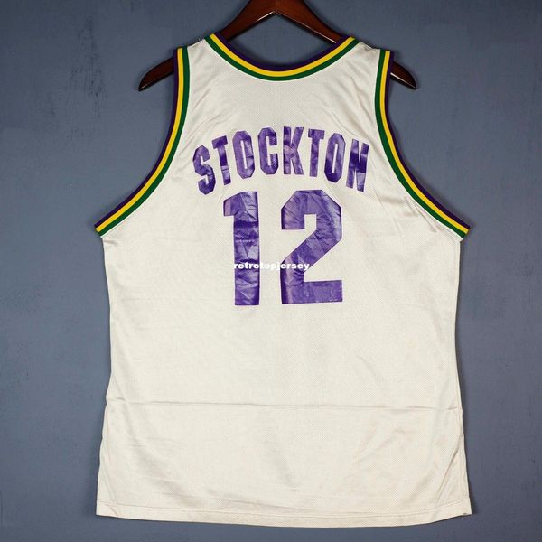 

100% stitched john stockton #12 champion sewn home jersey mens vest size xs-6xl basketball jerseys ncaa, Gray