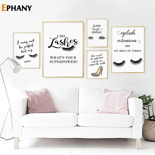 

черный белый макияж мода плакат печать холст картина модные ресницы картина салон красоты на высоких каблуках девушки номер декор