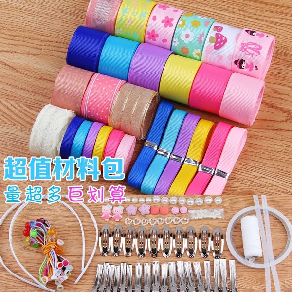 

factory ribbon bow handmade diy headdress hairpin hairpin antique headdress hair accessories diy material bag, Silver