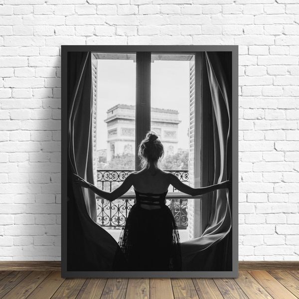 

урожай балерина холст картина черное и белое окно девочка ballerina плакаты отпечатки wall art picture для гостиной nordic decor