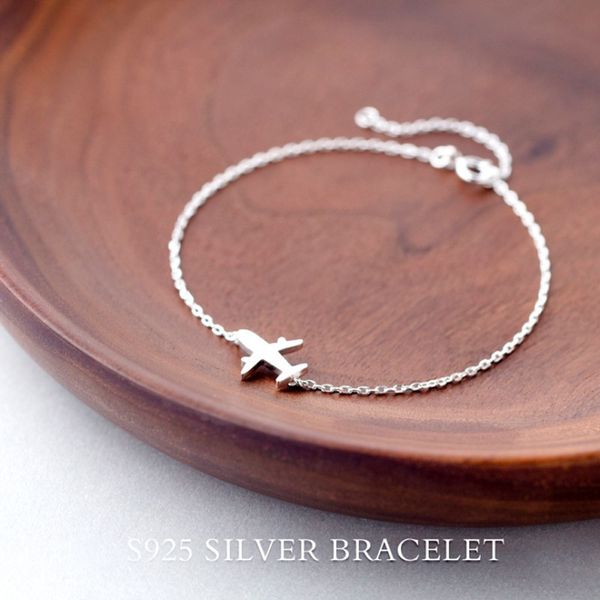 

mkendn new arrival silver plated travel around world plane charm bracelet adjustable for women gift jewelry, Golden;silver