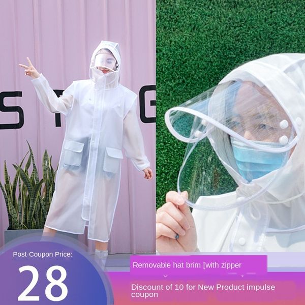 

wchlc long raincoat transparent whole body women's protection single thickened protective hand handbag walking bag fashionable poncho, Red;brown
