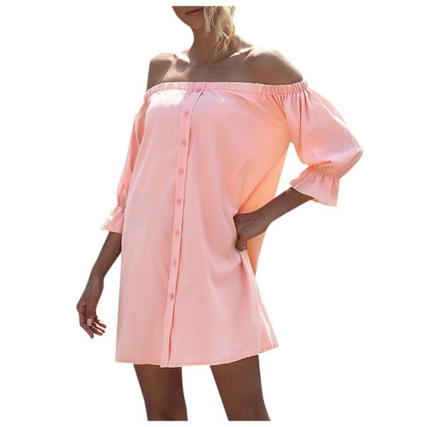 

women summer dress off shoulder one piece polyester solid casual loose dress vestidos casaul fashion party dress, Black;gray
