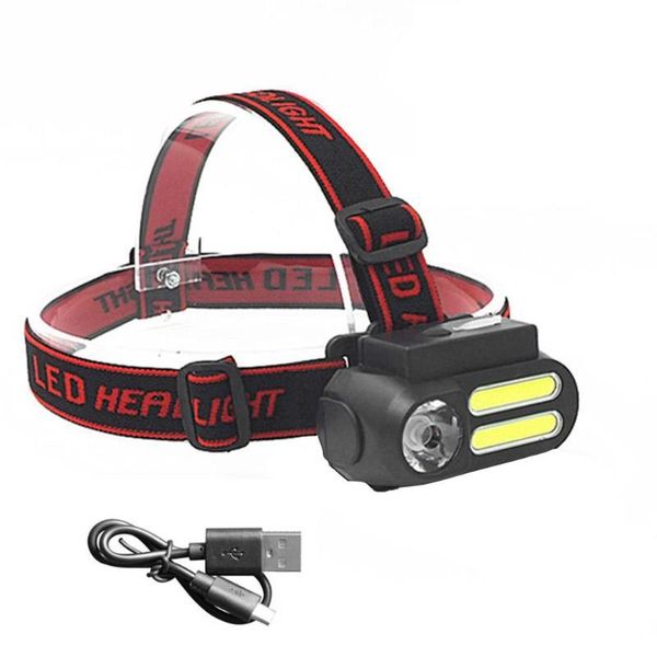 

portable headlamps cob usb waterproof xpe torch flashlights 3w 4 modes glare headlight for working camping fishing