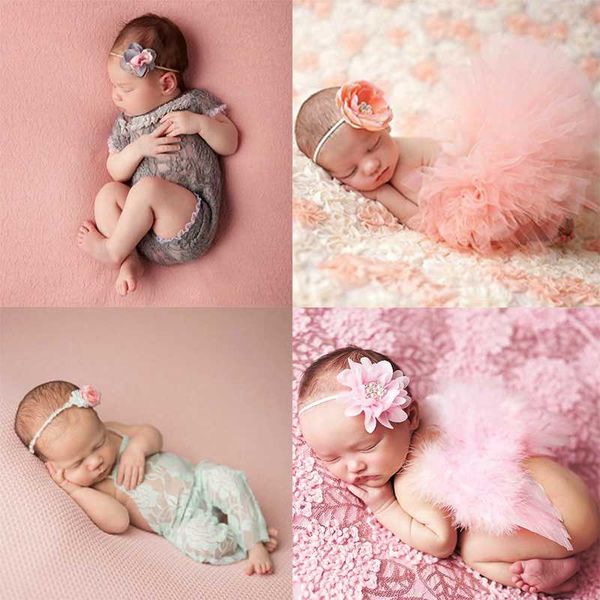

hair accessories born pography props costume cute flower headband po infant baby girls boys outfits, Slivery;white