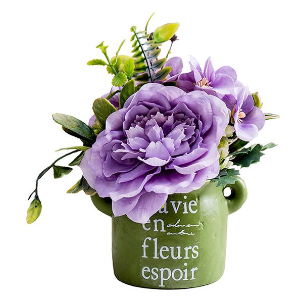 

artificial plant fake flowers in cement pot 7inch height for indoor home party