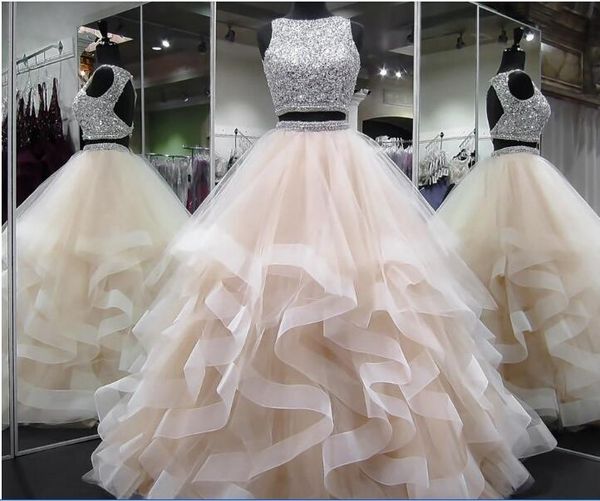 

print dress summer 2020 nuovo elegante in rilievo pesante cristalli backless puffy champagne africano due pezzi prom homecoming dress, Red