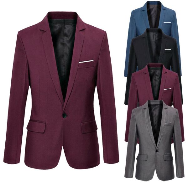 

men's casual slim fit formal single button suit blazer coat jacket, White;black