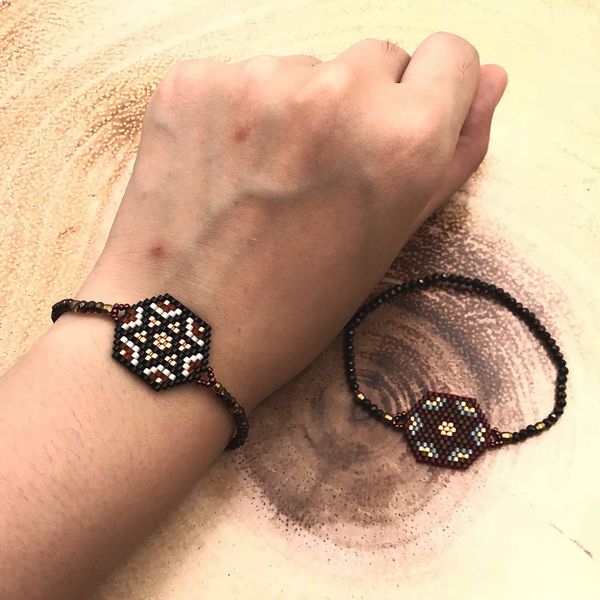 

fairywoo new fashion star elastic bracelet vintage charm bangles bracelets imported miyuki bead adjustable string rope for woman, Black