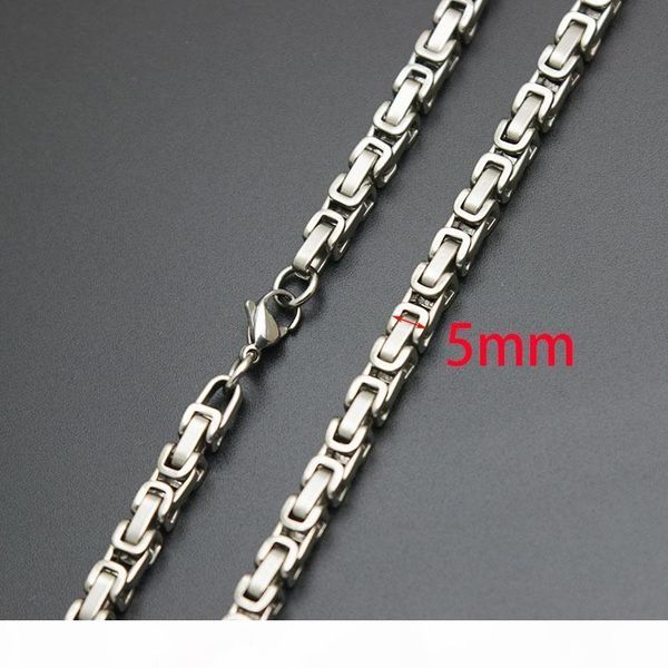 

mens chain 4mm 5mm silver tone 316 stainless steel byzantine box link necklace chain