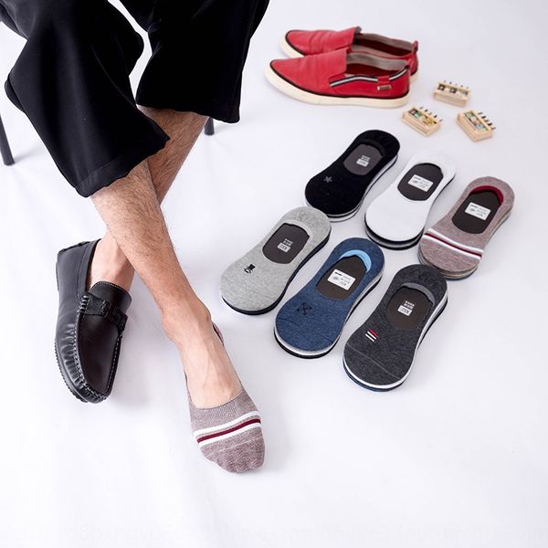 

men's striped simple boat boat invisible socks shallow mouth invisible all-matchstyle sports cotton socks, Black