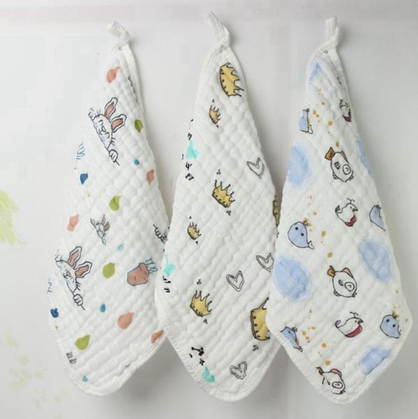 

baby face towels 6 layers cotton gauze handkerchief cartoon water absorption infant towel hanging washcloths wipe cloth 13 designs dw5440