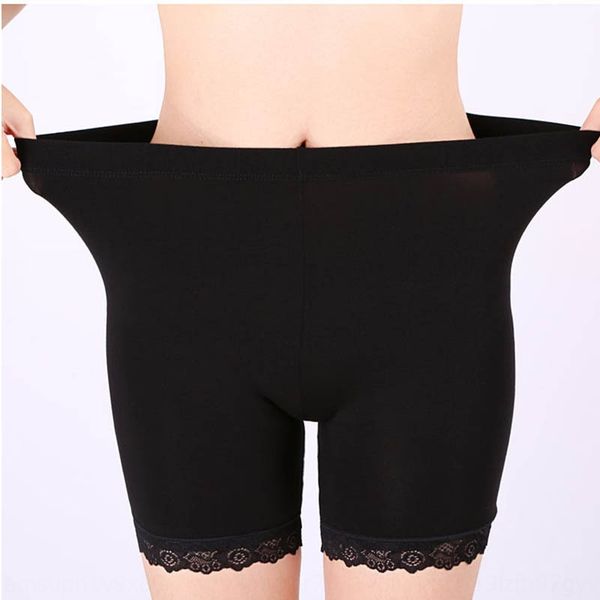 

modal lace five-point plus fat plus fat mm women's inner wear three-point underwear safety pants base safety pants, Black;white