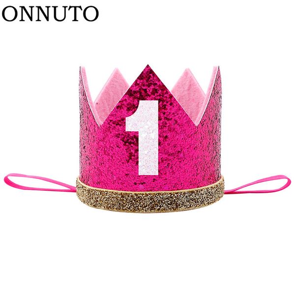 

baby 1st birthday crown headband tiara party one years old pattern children hair band headband prince hair jewelry accessories, Golden;silver