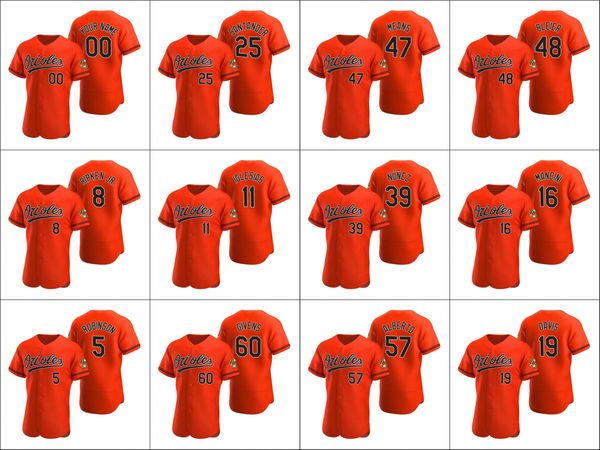 

baltimore orioles #8 cal ripken jr. 19 chris davis 5 brooks robinson men women youth custom orange authentic alternate jersey, Black