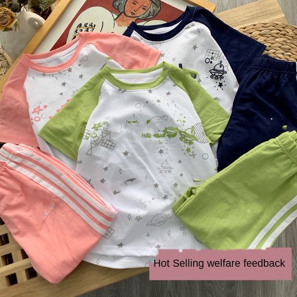 

01140 special not refundable children full print short sleeve anti anti- anti-mosquito pants mosquito pants set of 2 children's