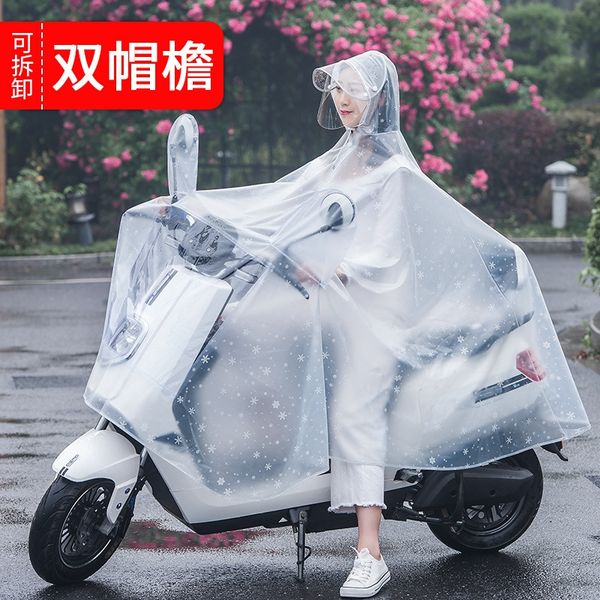 

outdoor electric car raincoat single electric bicycle bicycle extra thick double brim riding double poncho, Black