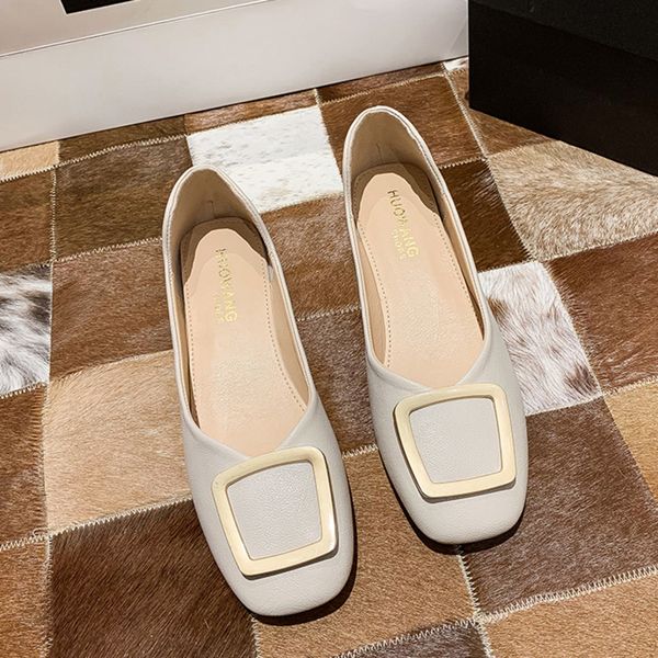 

deat 2020 new spring autumn fashion casual solid color square toe mid-heel all-match shallow mouth doudou women shoes se721, Black