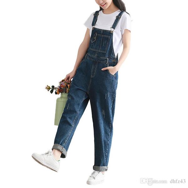 

2020 retro long denim jumpsuit straps wide-legg slacks denim romper with jumpsuit plus size women bodysuit jean overalls, Black;white