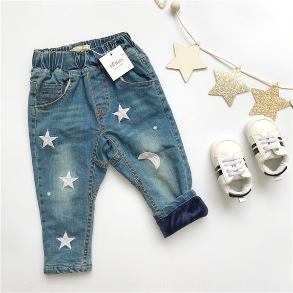 

мужчины женщины детский ребенок звезда луна вышитые мыть резиновые б джинсы и джинсы флис подкладка упругие резиновые полосы брюки брюки, Blue