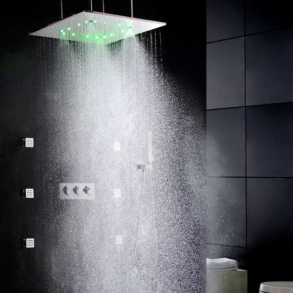 DULABRAHE Banho Duche Set Ceil Mount 20 polegadas LED atomização Chuva Chuveiro Spa Bath Faucet corpo Sistema Combo Massagem