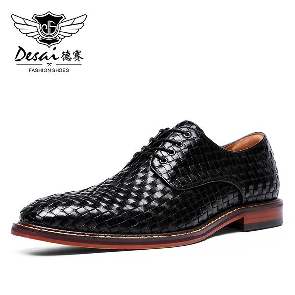 

десаи мужская обувь обувь для мужчин размер подлинная кожа коровы мода 2020 высокое качество ручной работы derby breath комфортное, Black