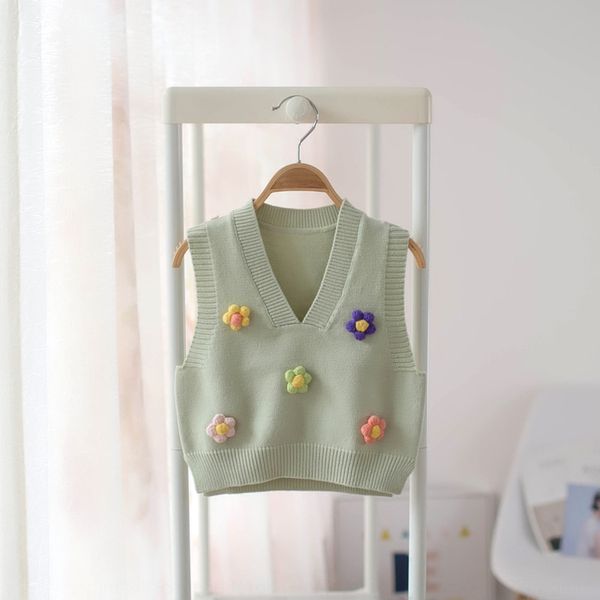 

mmtkids 2020 autumn children's sweater girls v-neck flower clothing sweater clothing vest vest children's y051, Blue