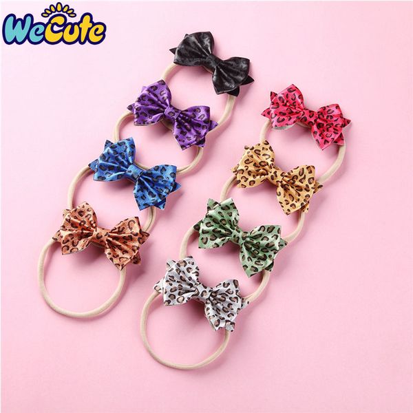 

baby girls headband leopard bow hair accessory kids hair ties elastic rubber band children accessories lovely headwear gift, Slivery;white