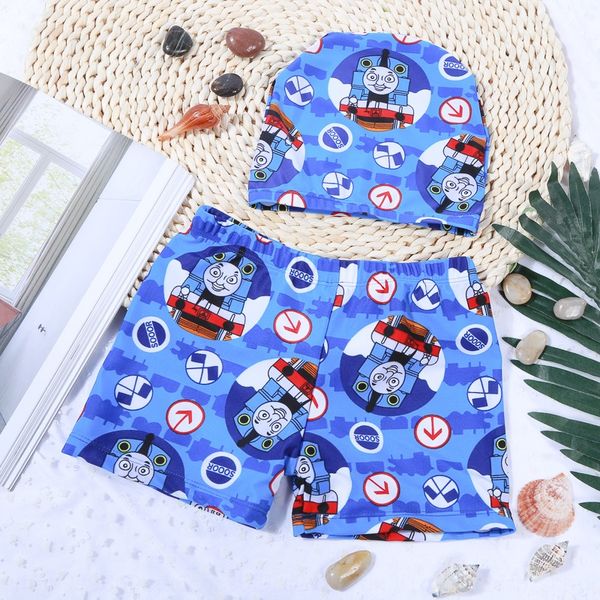 

2020 selling children's cap trunks shorts trunkswith caps outdoor boys swimming shorts student swimming trunks, Black