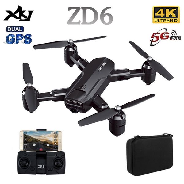 

xkj rc drone zd6 4k hd professional aerial camera 5g wifi gps fpv smart follow gestures p foldable quadcopter