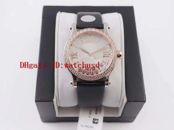 

yf factory happy sport diamond women watches 18k rose gold bezel sapphire waterproof lady watches date display swiss automatic mechanical, Slivery;brown